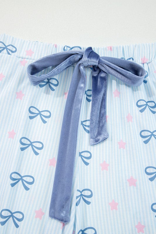 Stripe Bow and Star Lounge Set Soft 2-Piece Lounge Set