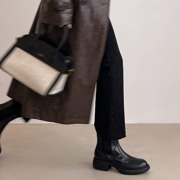 British-Style Chunky Heel Ankle Boots Women’s Leather Dr. Style