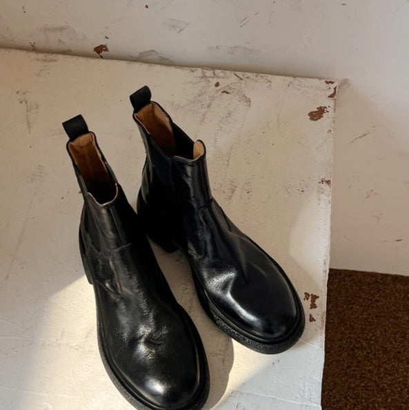 British-Style Chunky Heel Ankle Boots Women’s Leather Dr. Style