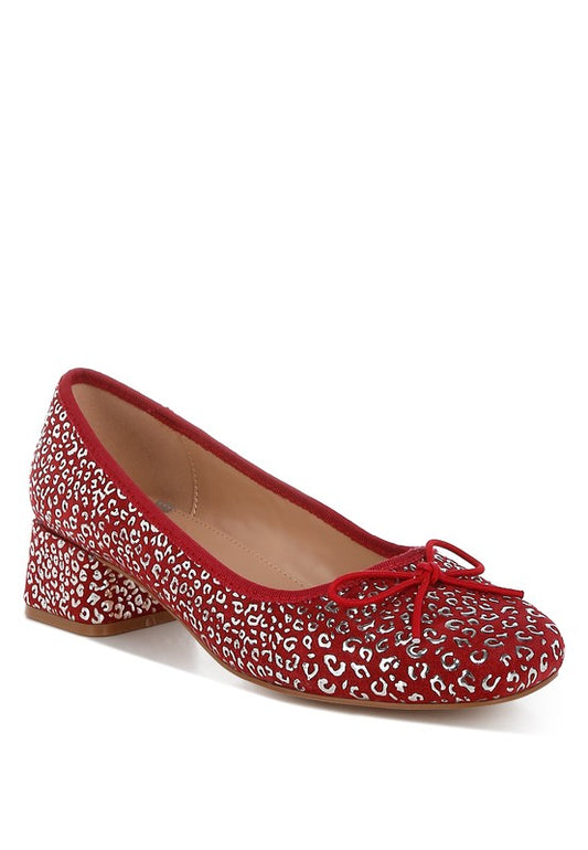 Ningen Leopard Print Block Heel Ballerinas