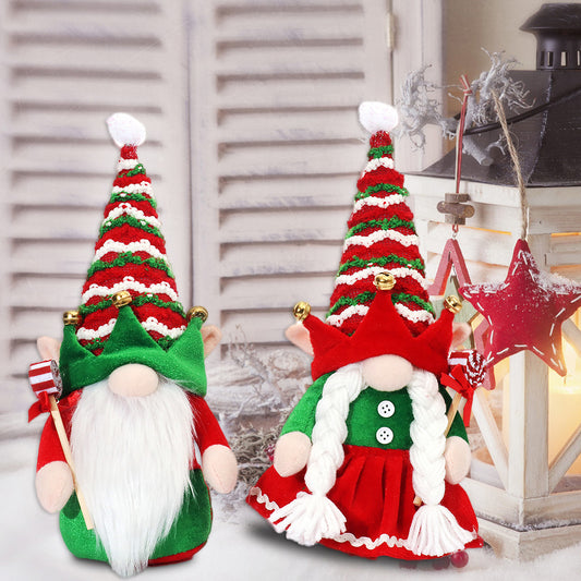 Elf Santa Claus Doll Ornaments Knitted Cloth Couple Decorations