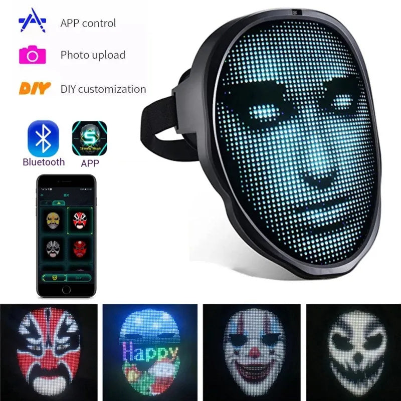 Halloween Full Color LED Luminous Face Changing Mask Party Props