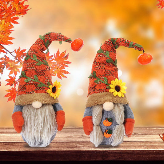 Pumpkin Sunflower Faceless Doll Ornaments Thanksgiving Harvest Festival