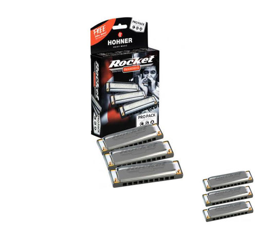 Hohner Rocket Pro Pack 3-piece Diatonic Harmonica Set Keys of C G A