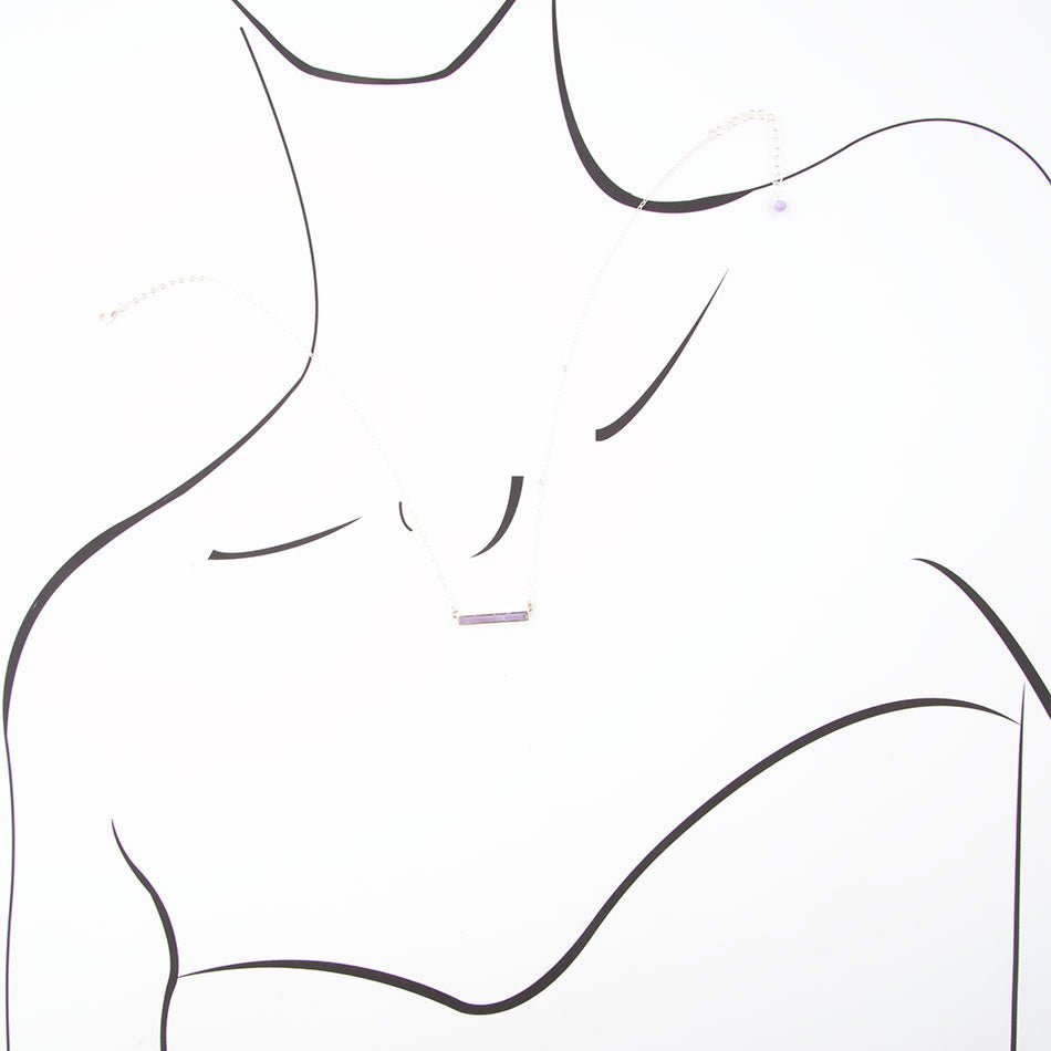 Amethyst Dainty Bar Necklace Sterling Silver