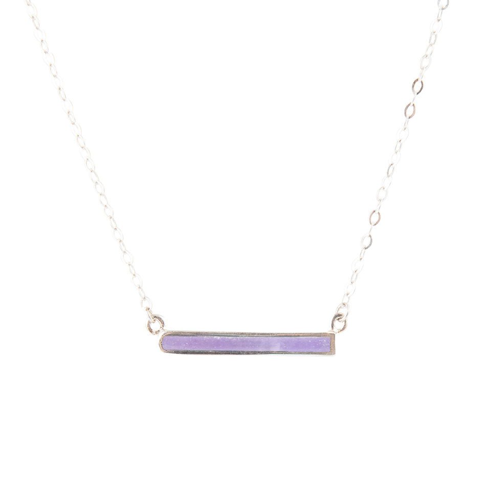 Amethyst Dainty Bar Necklace Sterling Silver