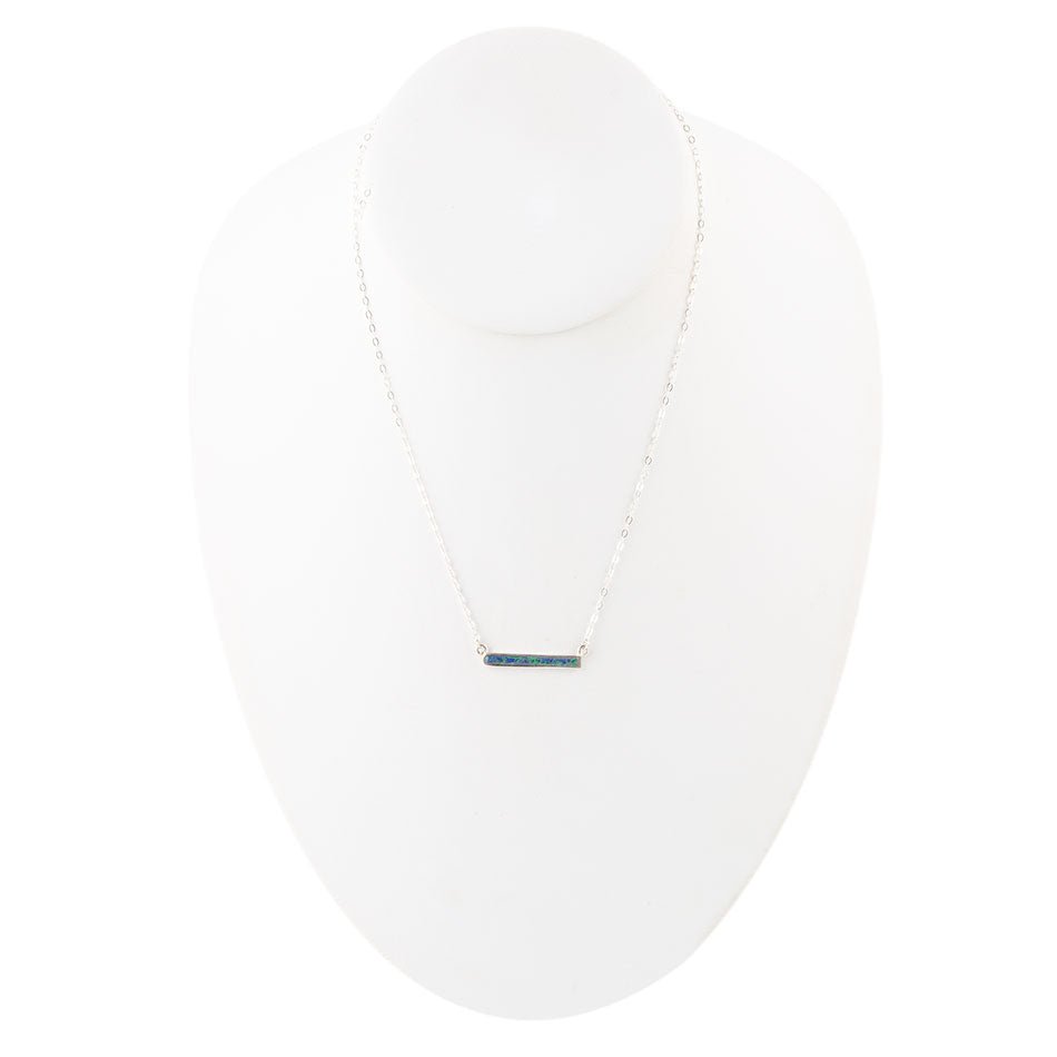 Azurite Sterling Silver Dainty Bar Necklace