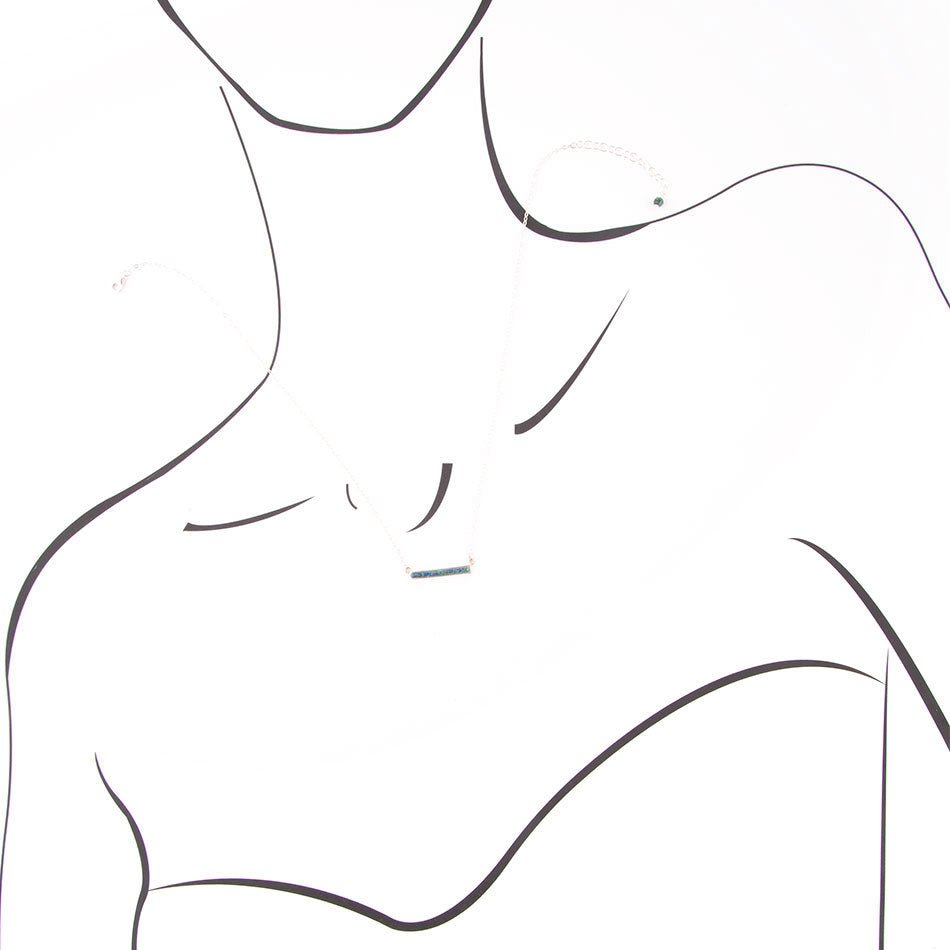 Azurite Sterling Silver Dainty Bar Necklace