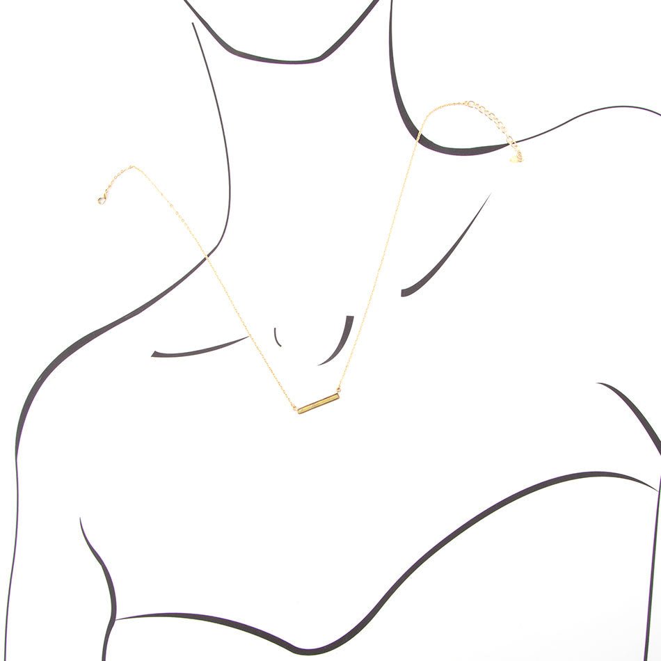 Green Aventurine Adjustable Bar Necklace Bronze Jewelry