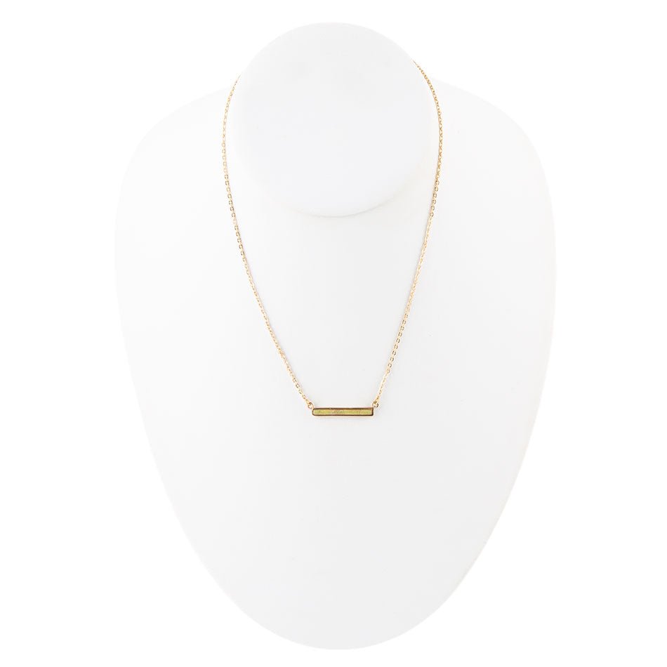 Green Aventurine Adjustable Bar Necklace Bronze Jewelry