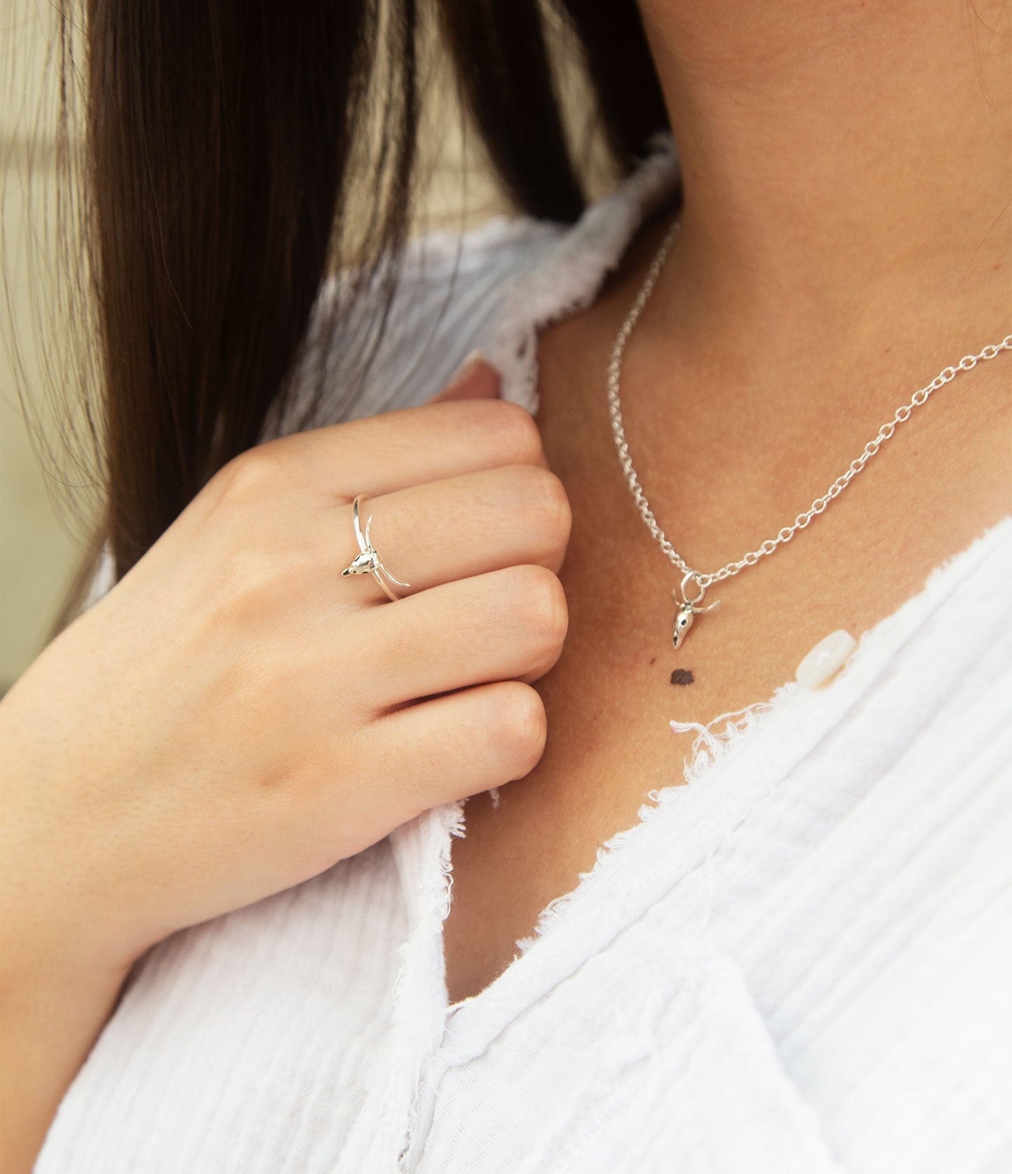 Dainty Sterling Silver Longhorn Ring