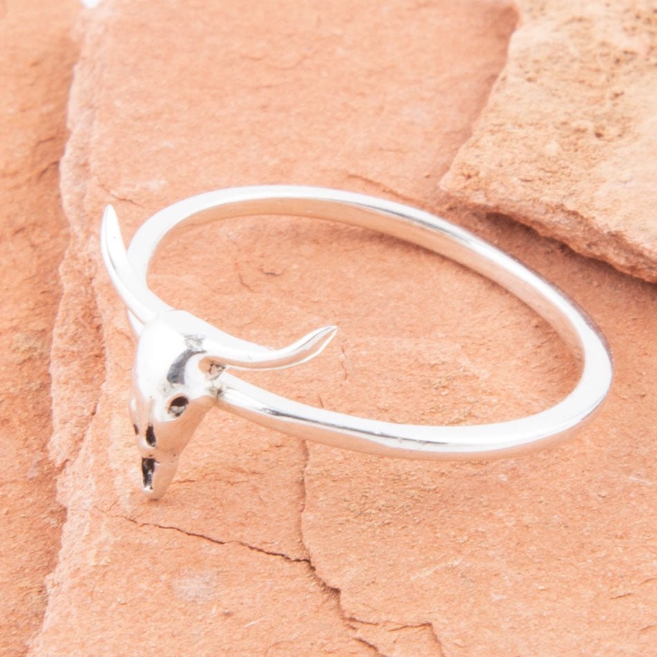 Dainty Sterling Silver Longhorn Ring