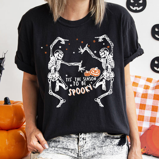 Tis The Season Dancing Skeletons Halloween Comfort Colors Tshirt