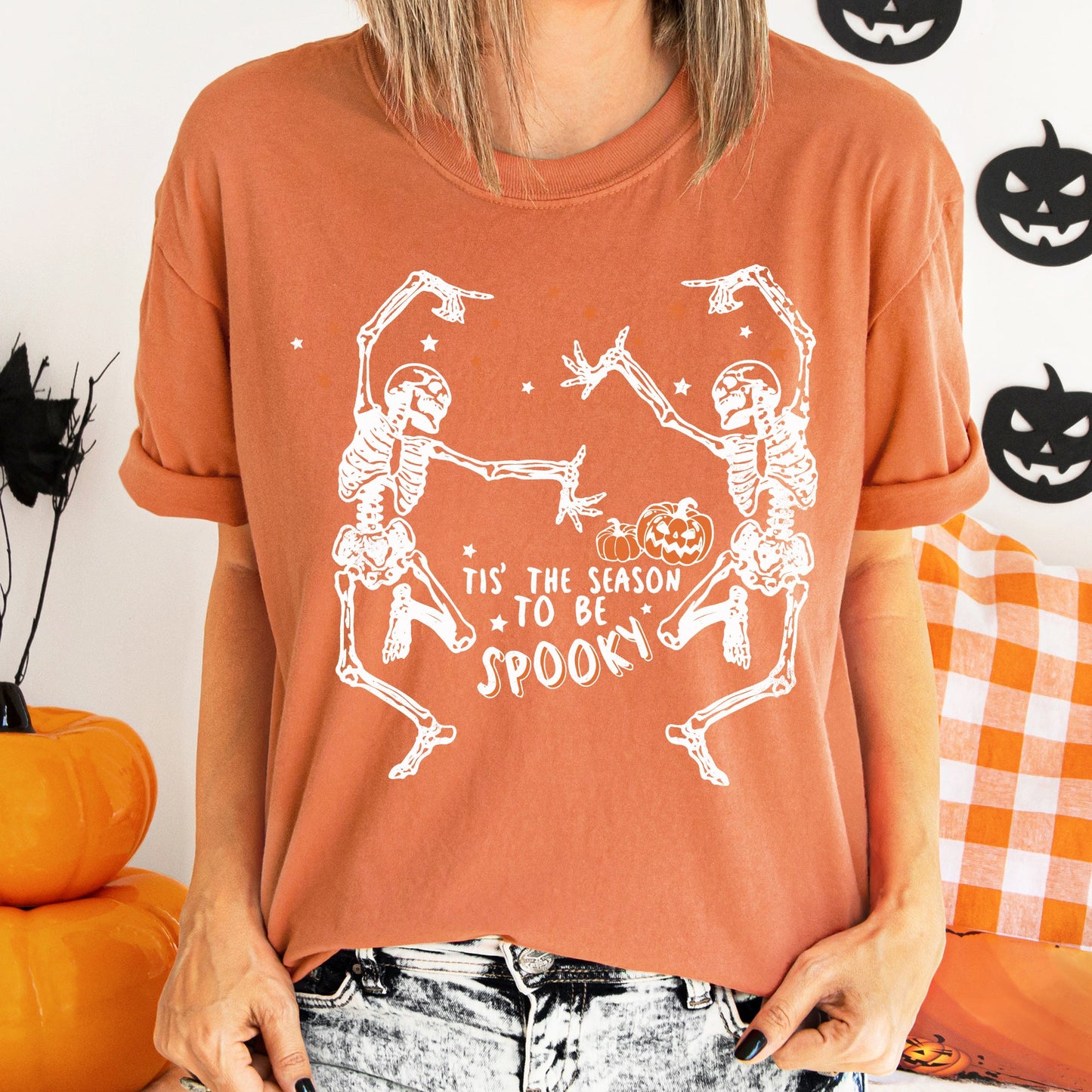 Tis The Season Dancing Skeletons Halloween Comfort Colors Tshirt