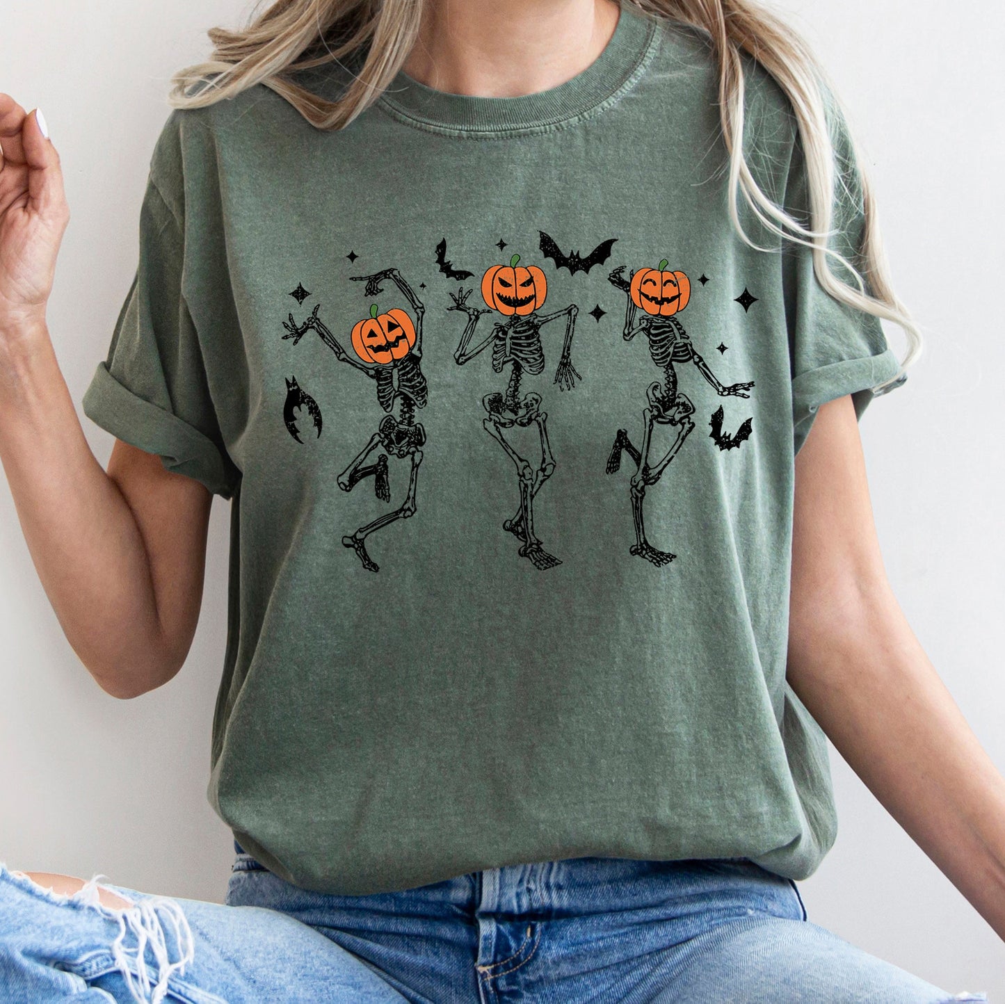 Dancing Pumpkin Skeletons Retro Comfort Colors T-shirt Refinery No. 1