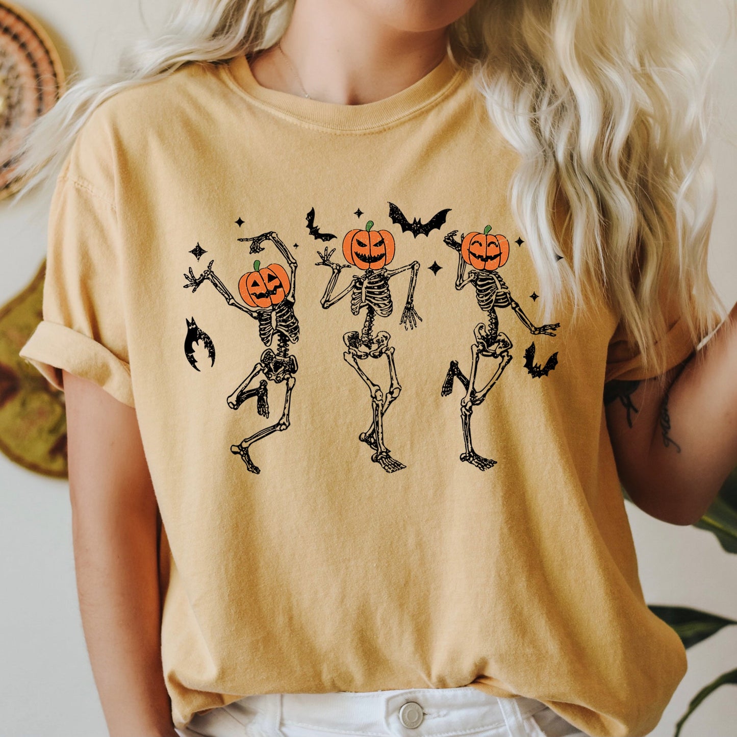 Dancing Pumpkin Skeletons Retro Comfort Colors T-shirt Refinery No. 1