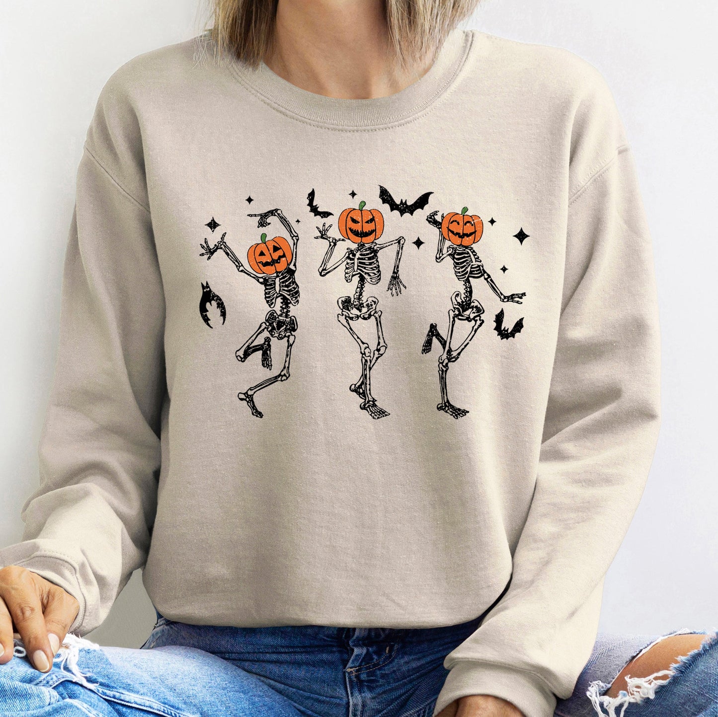 Dancing Pumpkins Halloween Sweatshirt Cozy Unisex Sweatshirt Refinery No. 1