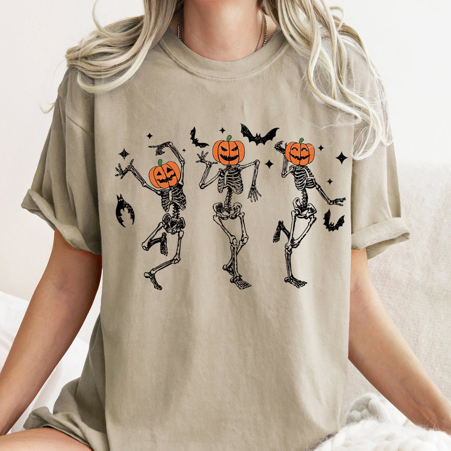 Dancing Pumpkin Skeletons Retro Comfort Colors T-shirt Refinery No. 1