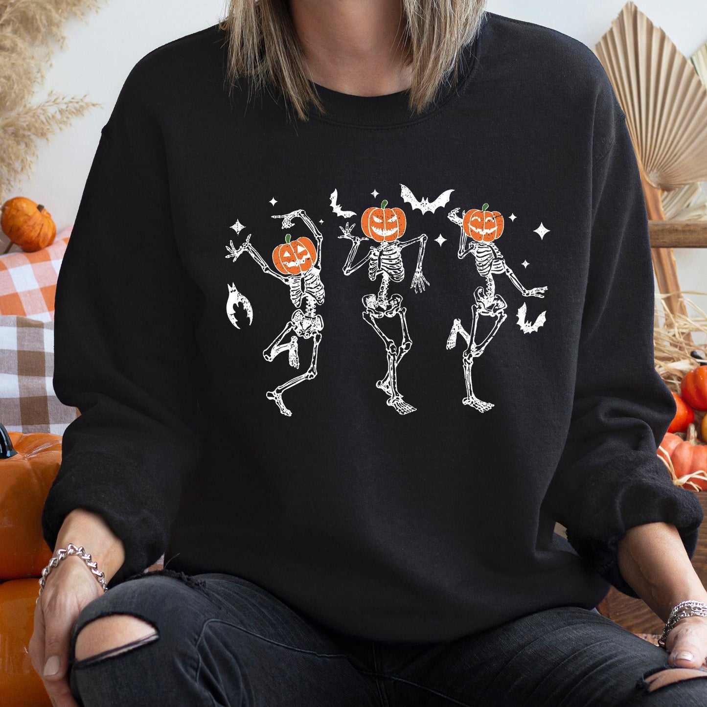 Dancing Pumpkin Heads Cozy Sweatshirt Halloween Refinery No. 1