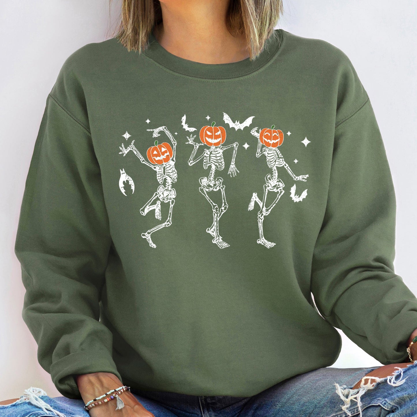 Dancing Pumpkin Heads Cozy Sweatshirt Halloween Refinery No. 1