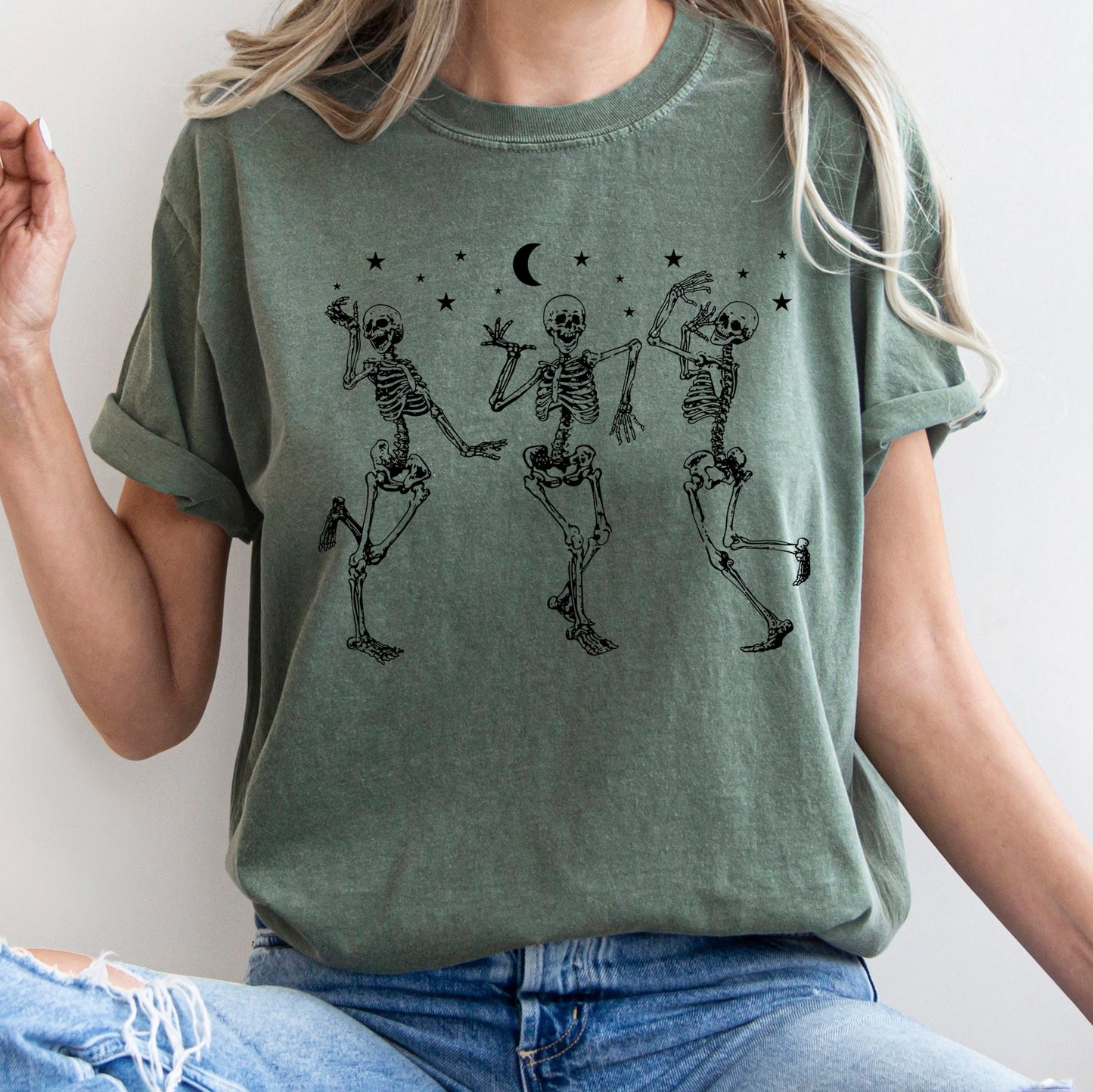 Dancing Skeletons At Night Retro Halloween Comfort Colors Tshirt