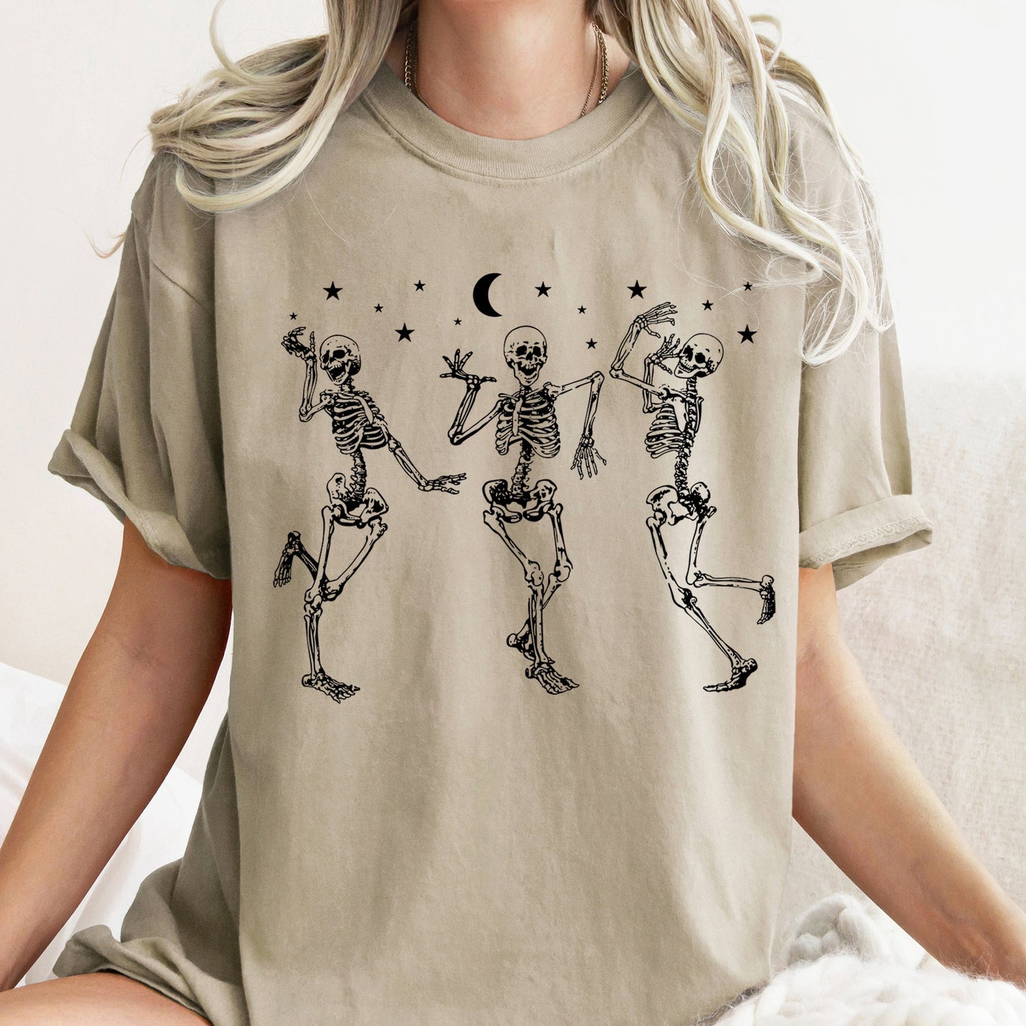 Dancing Skeletons At Night Retro Halloween Comfort Colors Tshirt