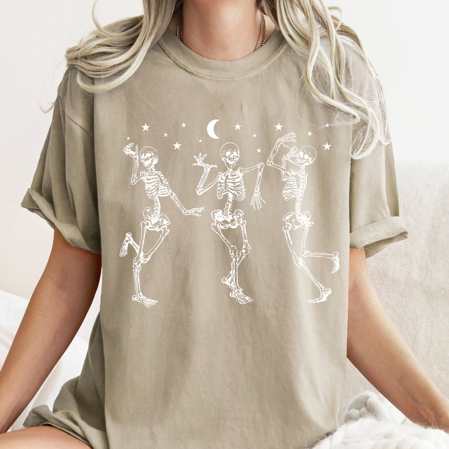 Dancing Skeletons At Night Retro Halloween Comfort Colors Tshirt