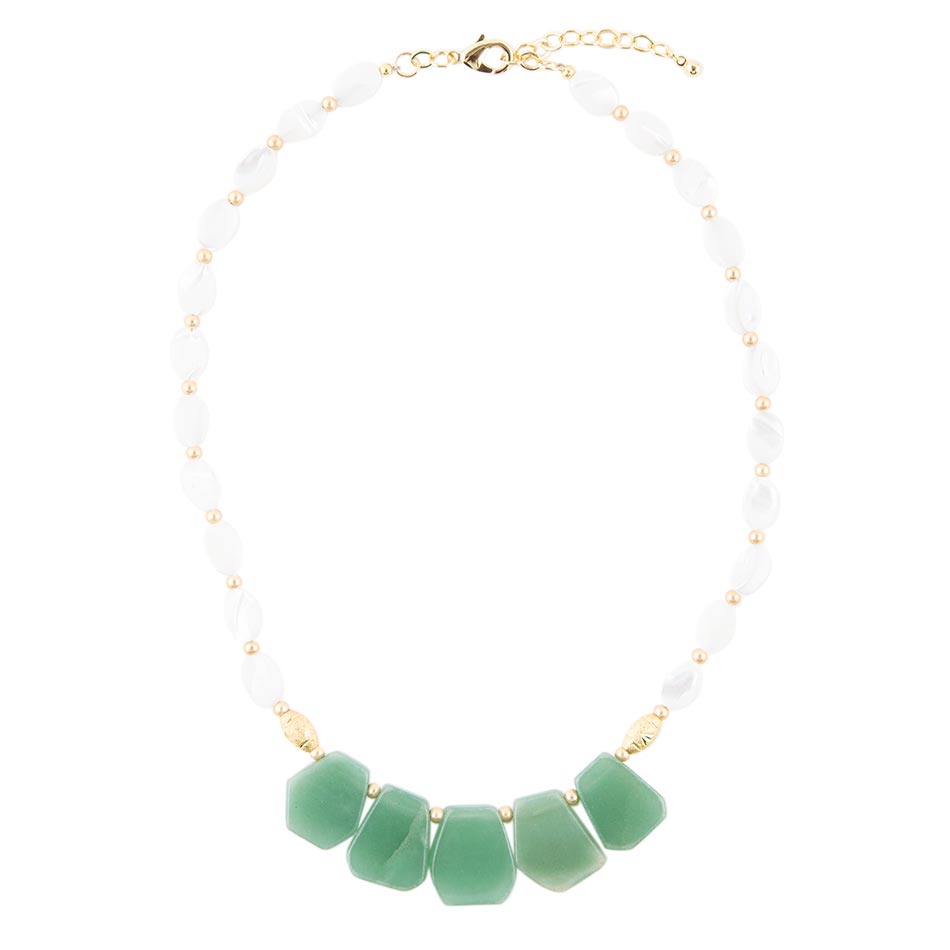 Dani Aventurine Green White Pearl Necklace Barse Jewelry