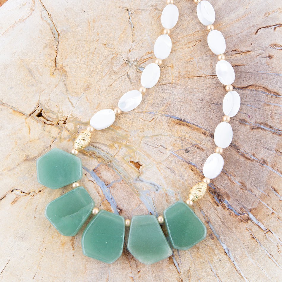 Dani Aventurine Green White Pearl Necklace Barse Jewelry
