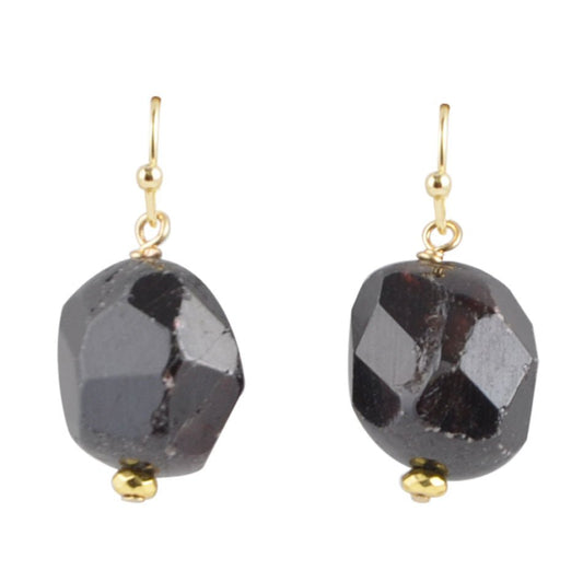 Dark Purple Garnet Drop Earring Genuine Bronze Barse Jewelry