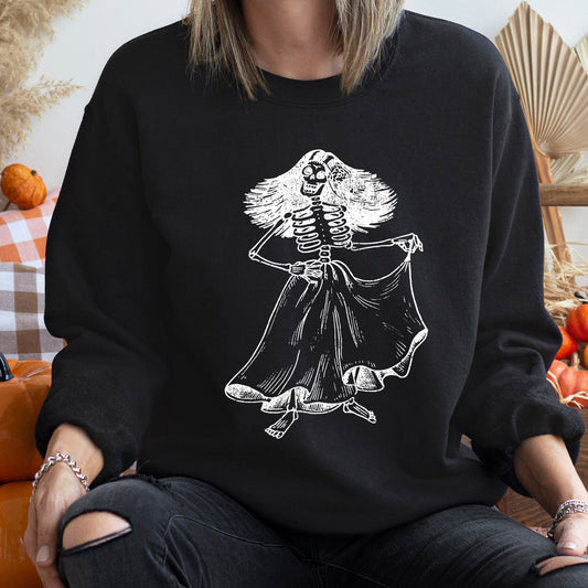 Day Of The Dead Vintage Lady Halloween Sweatshirt Cozy Cotton Polyester Blend
