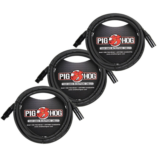 Pig Hog 8mm XLR Male to Female Mic Cable 15' 3 Pack