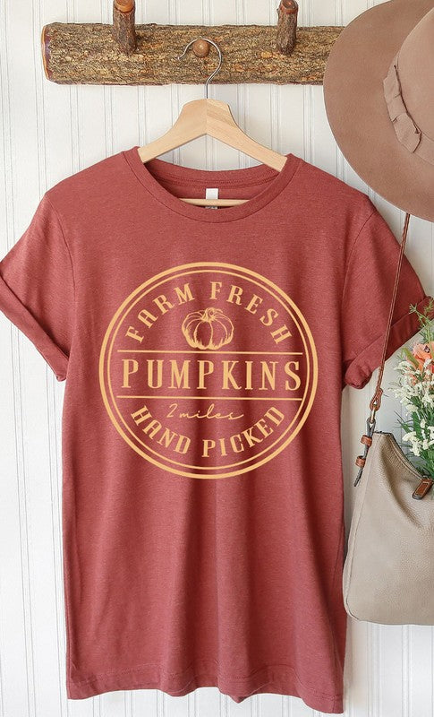 Farm Fresh Pumpkins Circle Graphic Tee Cotton Blend T-Shirt Kissed Apparel