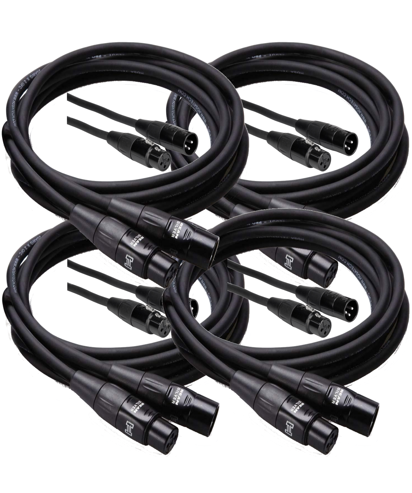 Hosa Pro Neutrik REAN XLR3 Microphone Cable 15 Feet 4 Pack