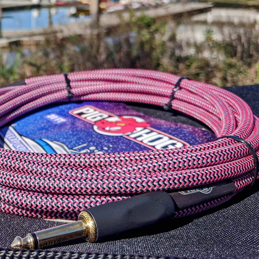 Riviera Purple 20-Foot Vintage Instrument Cable 1/4'-1/4' Right Angle Connectors Pig Hog