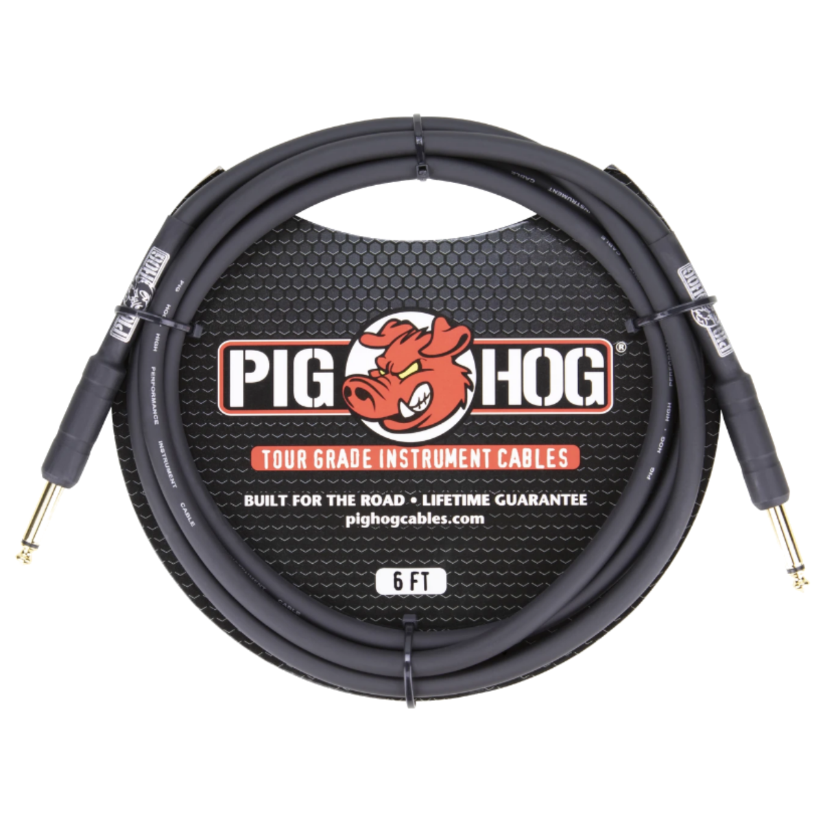 8mm 1/4 Straight Instrument Guitar Cord 6 Feet Patch Cable Black Pig Hog PH6