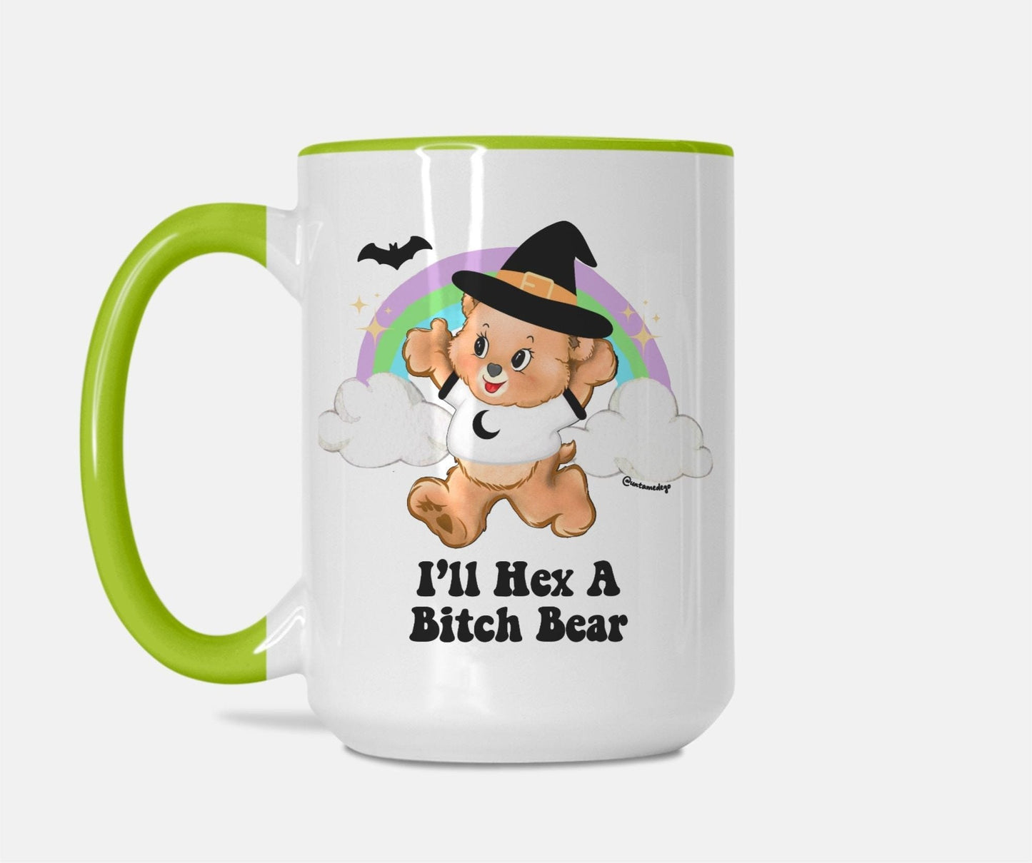 Halloween Mug Deluxe Size 15oz Ceramic I'll Hex A Bitch Bear Lolly The Bear