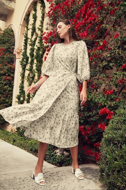 Floral Wrap Design Dress