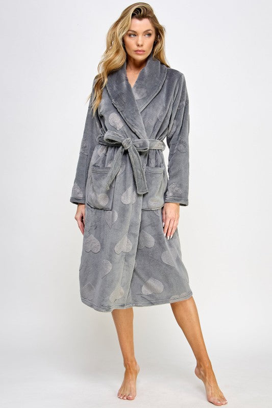Beverly Robe Heart Pattern Plush Robe