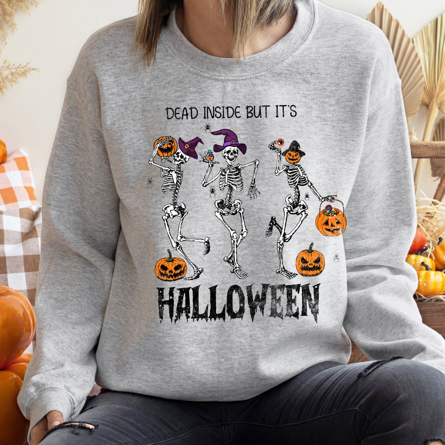 Dead Inside But It's Halloween Soft Fleece Sweatshirt