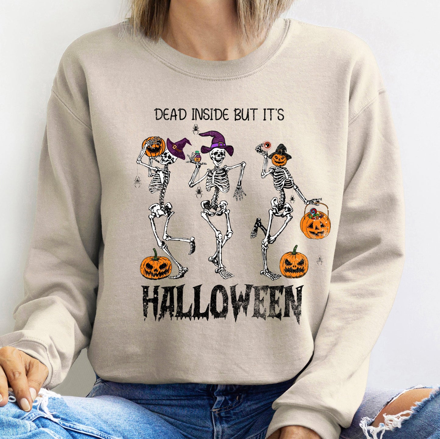 Dead Inside But It's Halloween Soft Fleece Sweatshirt