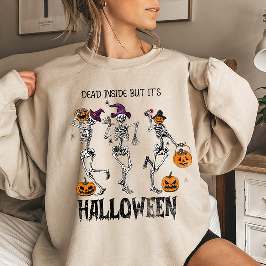 Dead Inside But It's Halloween Soft Fleece Sweatshirt
