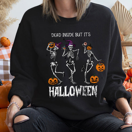 Dead Inside But It's Halloween Vintage Sweatshirt Unisex Cozy Cotton Blend