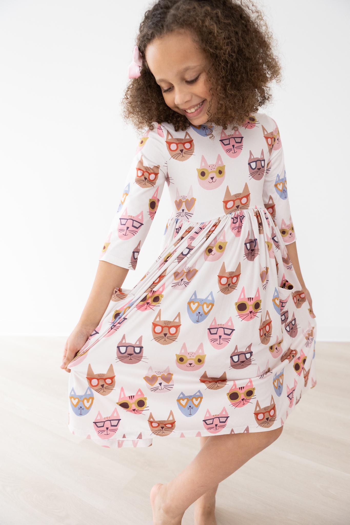 Cattitude 3/4 Sleeve Pocket Twirl Dress Mila & Rose