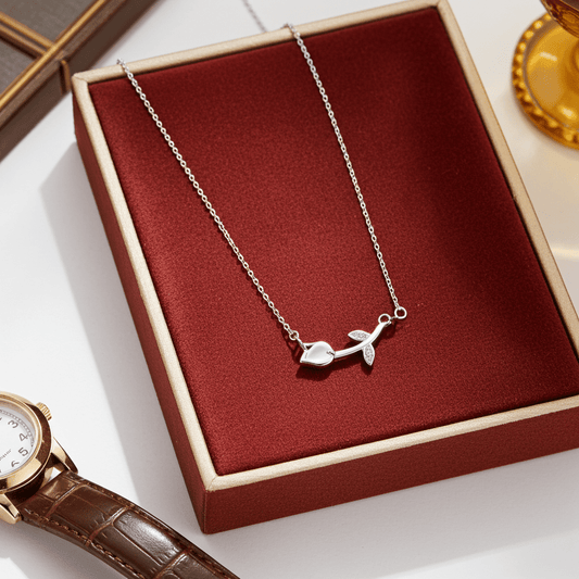 Delicate 925 Sterling Silver Twig Necklace Hypoallergenic Nature-Inspired Jewelry