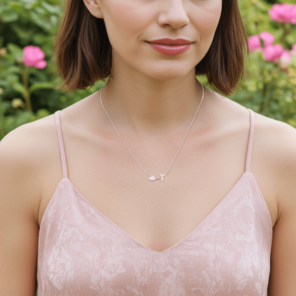 Delicate 925 Sterling Silver Twig Necklace Hypoallergenic Nature-Inspired Jewelry