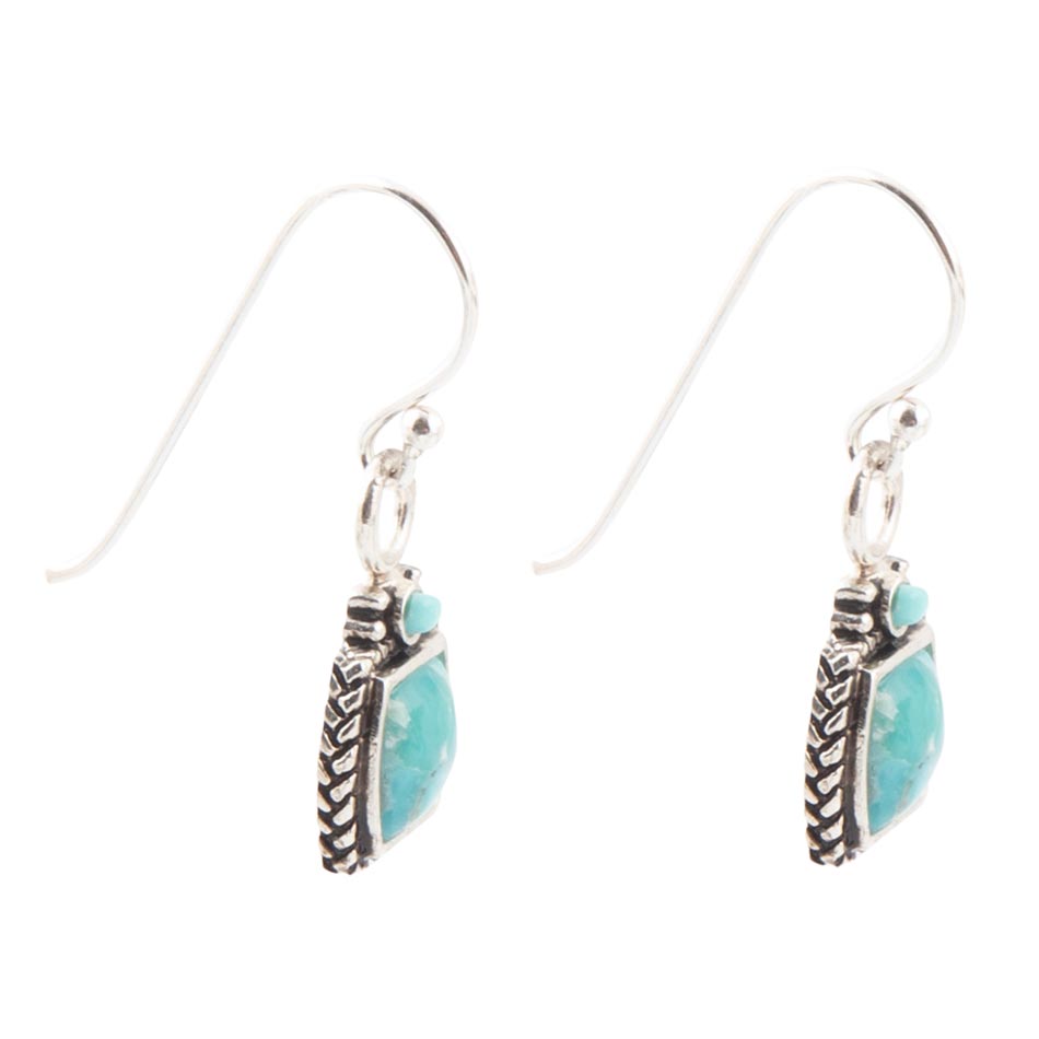 Blue Turquoise Delicately Detailed Earrings Sterling Silver Barse Jewelry