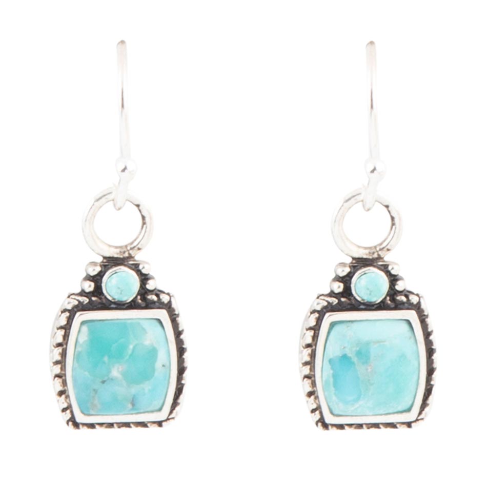 Blue Turquoise Delicately Detailed Earrings Sterling Silver Barse Jewelry