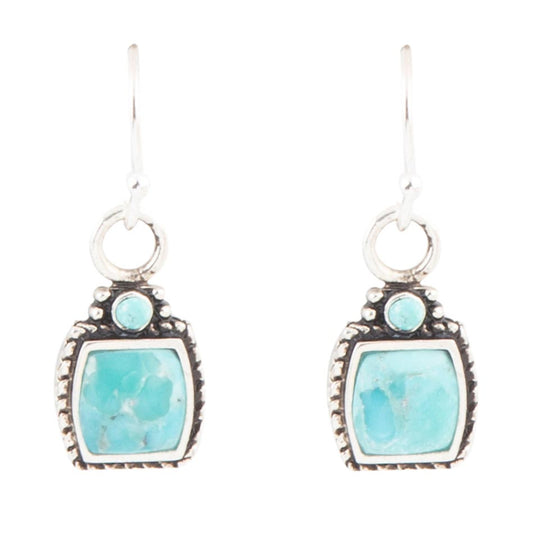 Blue Turquoise Delicately Detailed Earrings Sterling Silver Barse Jewelry