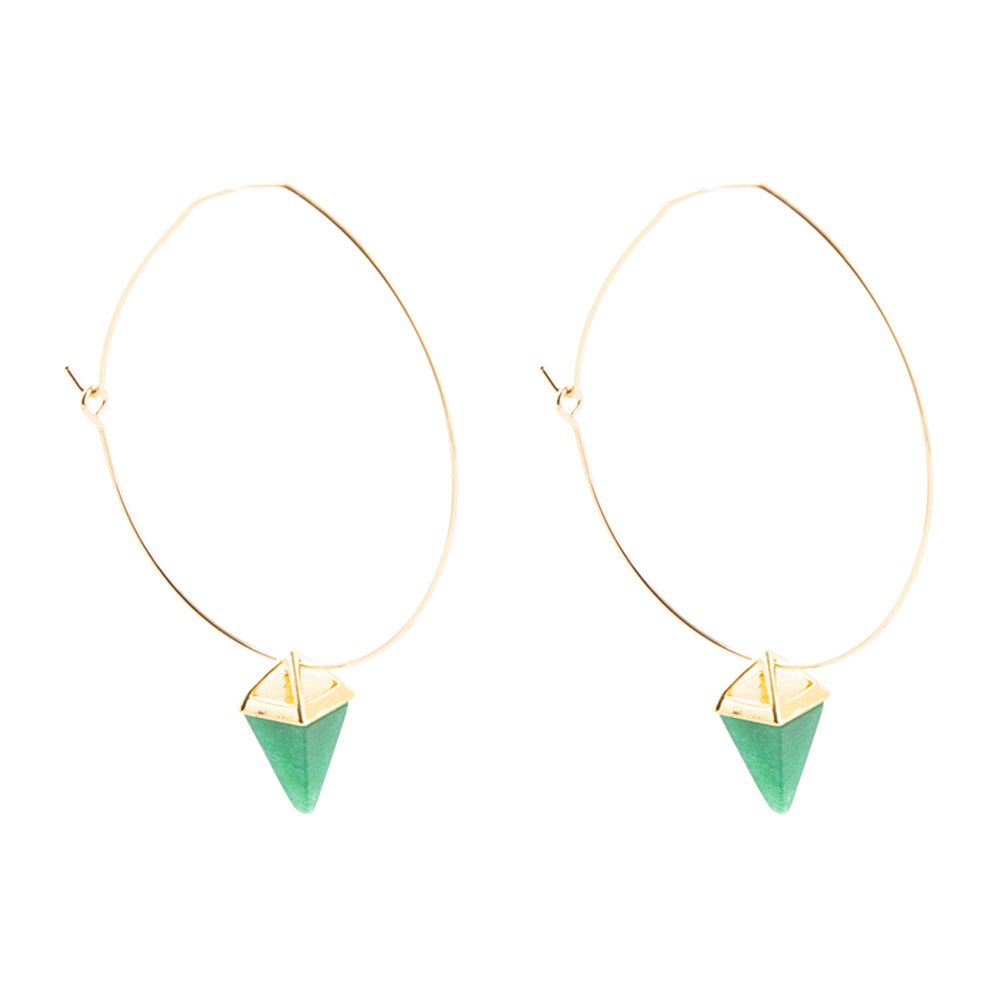 Delphi Green Agate Charm Gold-Plated Brass Earrings Barse Jewelry